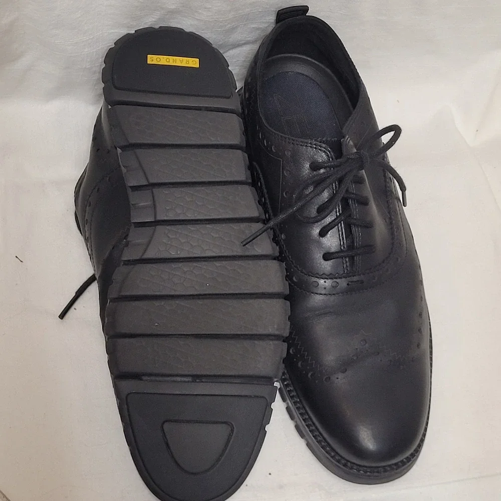 Cole Haan Zerogrand Mens 10M Black Leather Wingtip Oxford Shoes C23738  Casual